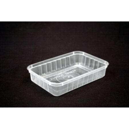 Plastic Container Rectangle Ribbed - Clear 500ml