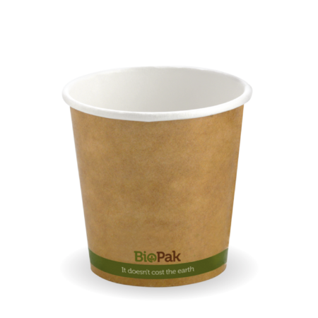 120ml / 4oz (63mm) Kraft Green Stripe Single Wall BioCup