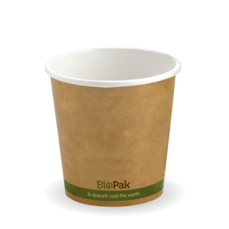 230ml / 6oz (80mm) Kraft Green Stripe Single Wall BioCup