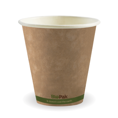 280ml / 8oz (90mm) Kraft Green Stripe Single Wall BioCup