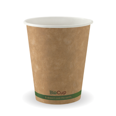 280ml / 8oz (80mm) Kraft Green Stripe Single WallBioCup