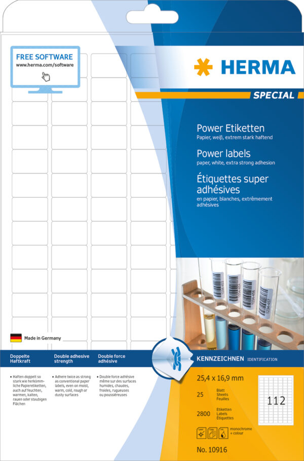 Power Labels, with Strong Adhesion A4, 25.4 x 16.9mm, made of Paper - Image 2