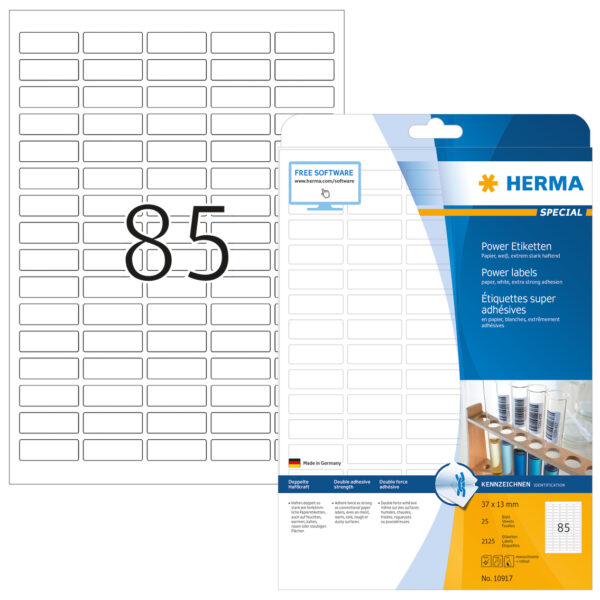 Power Labels, with Strong Adhesion A4, 37 x 13mm, made of Paper