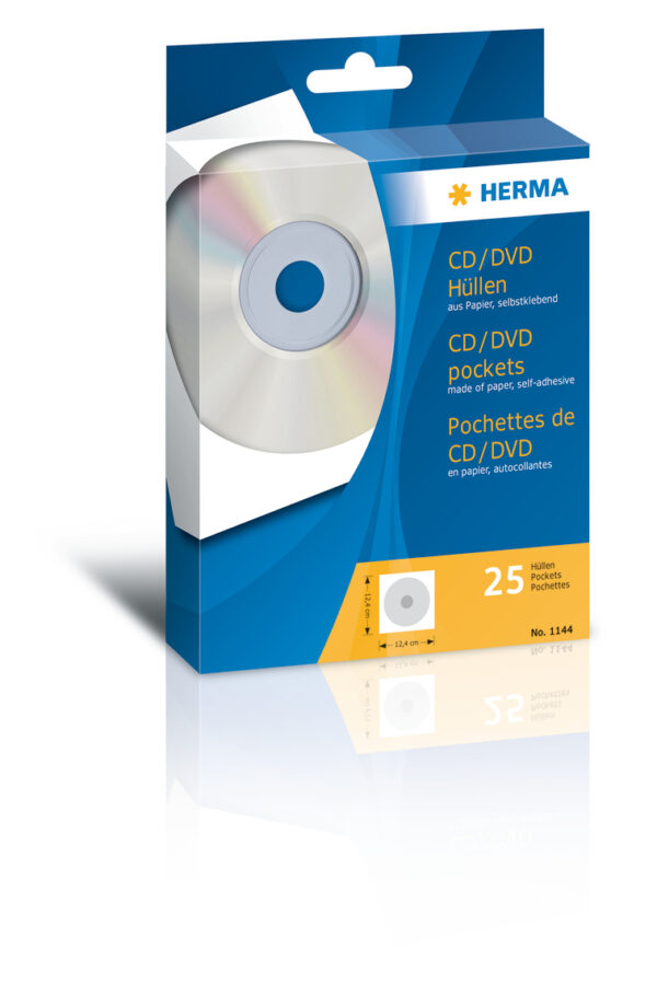 CD/DVD Pockets made of Paper White with Adhesive Dot 25 pcs