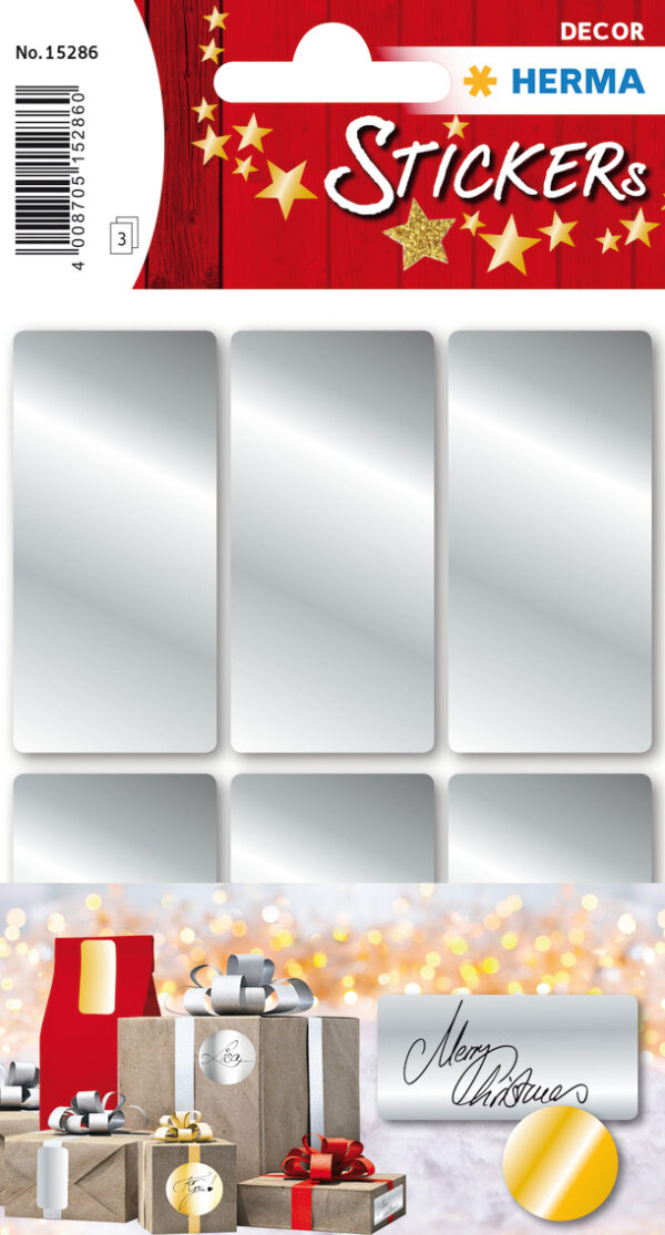 Silver Labels 26 x 54mm 18 pcs