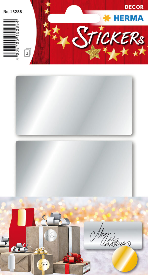 Silver Labels 34 x 67mm 9 pcs