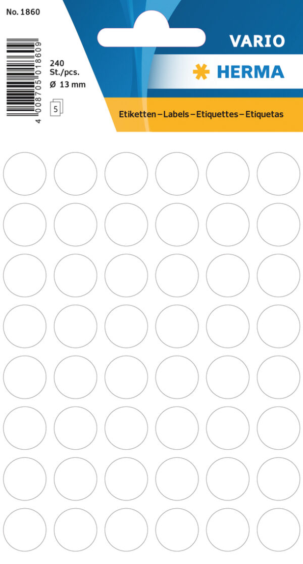 Dot Labels, 13mm, Round, White, Permanent Adhesion, for Hand Lettering - Image 2