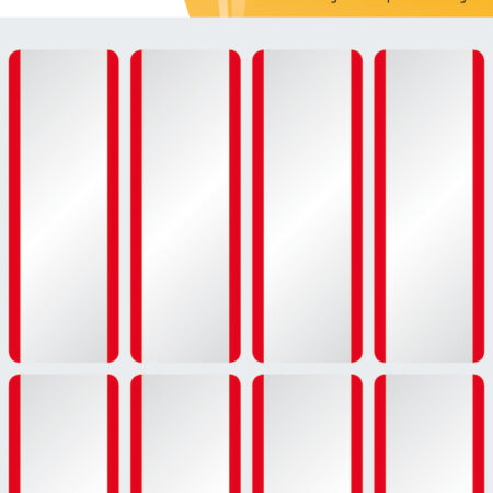 Name Labels 54x19mm White/Red Stripes Removable Artificial Silk 16 pcs