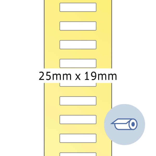 Thermal Transfer Labels 25x19mm White Paper Semigloss 5000 pcs, Roll with 75mm core