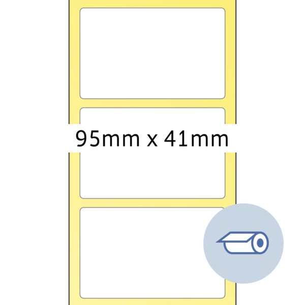 Thermal Transfer Labels 95x41mm White Paper Semigloss 2000 pcs, Roll with 75mm core