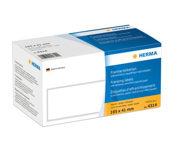 Franking Labels, Single, with Peel-Off Tab, 165 x 41mm, Permanent Adhesion - Image 2