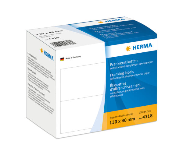 Franking Labels, Double 130 x 40mm, Permanent Adhesion