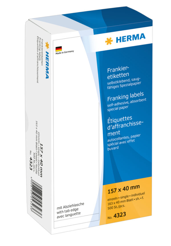 Franking Labels, Single, with Peel-Off Tab, 157 x 40mm, Permanent Adhesion