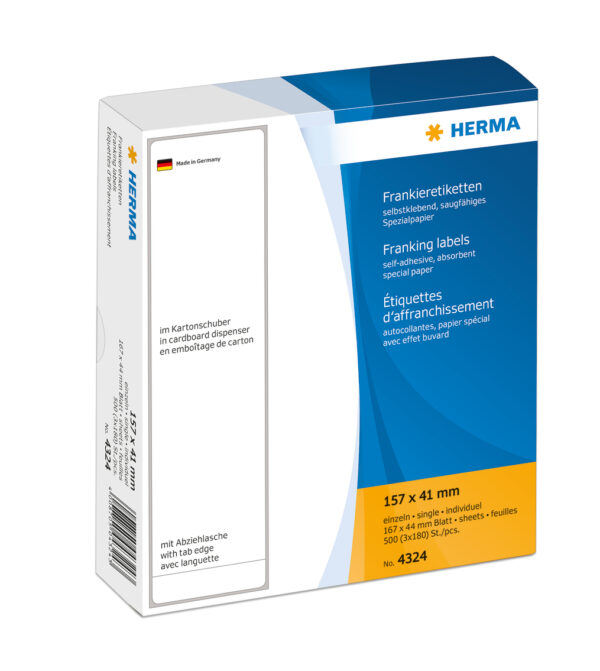 Franking Labels, Single, with Peel-Off Tab, 157 x 41mm, Permanent Adhesion - Image 2