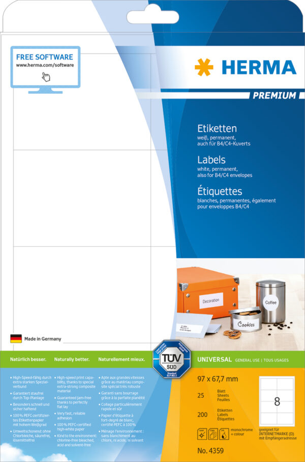 Premium Labels A4, 97 x 67.7mm, White, Permanent Adhesion - Image 5