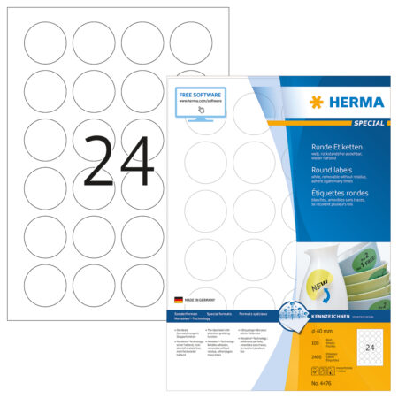 Removable Labels A4, 40mm, White, Movables Technology