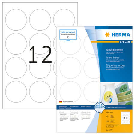 Removable Labels A4, 60mm, White, Movables Technology