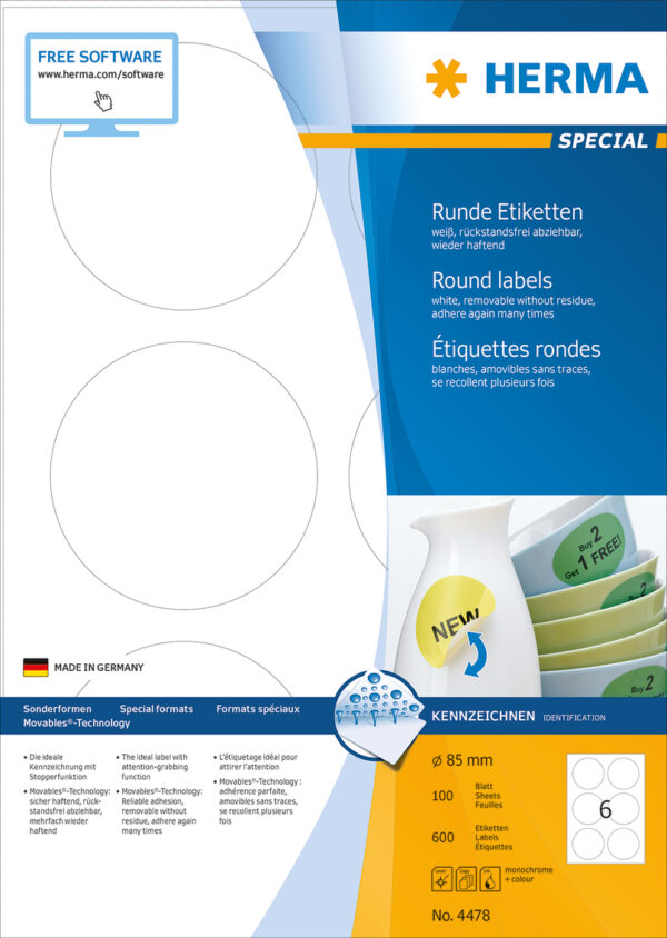 Removable Labels A4, 85mm, White, Movables Technology - Image 2