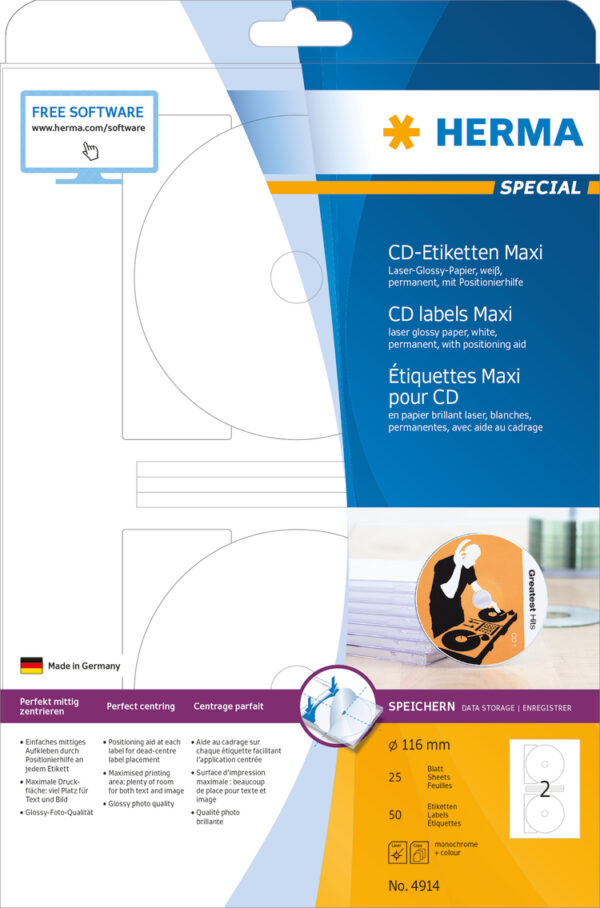 Transparent CD Labels A4, 116mm, Maxi, made of Film, Permanent Adhesion - Image 2