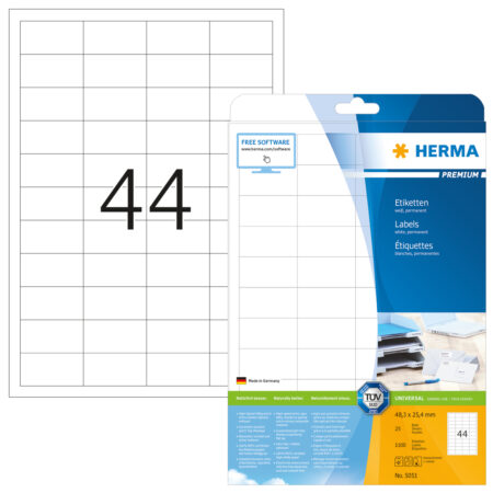 Premium Labels A4, 48.3 x 25.4mm, White, Permanent Adhesion
