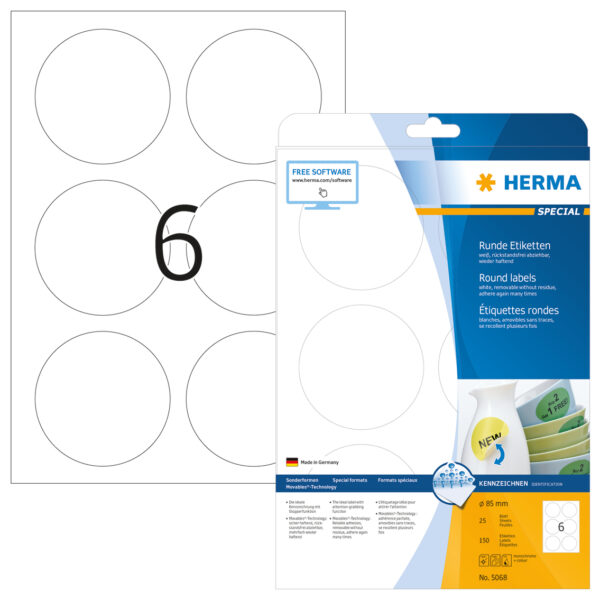 Removable Labels A4, 85mm, White, Movables Technology