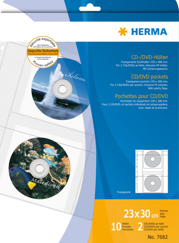 CD/DVD Pockets, Transparent Film Incl. Paper Pockets 10 pcs