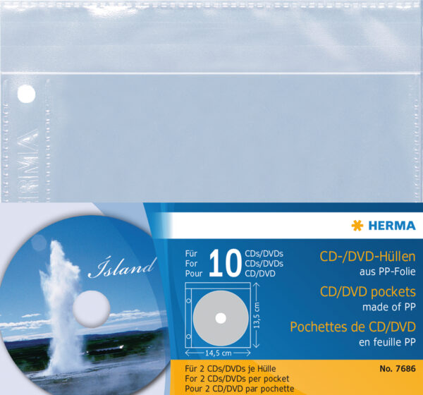 CD/DVD Pockets, 145x135mm 5 Pockets