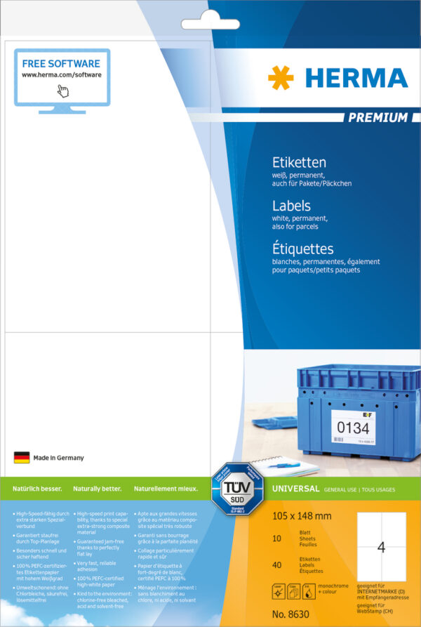 Premium Labels A4, 105 x 148mm, White, Permanent Adhesion - Image 9