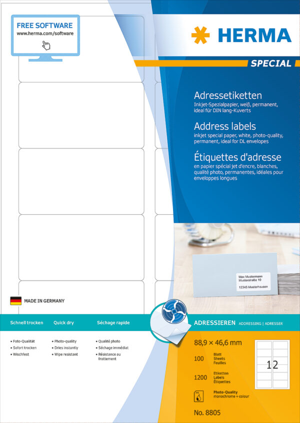 Inkjet Address Labels A4, 88.9 x 46.6mm, White, Permanent Adhesion - Image 2