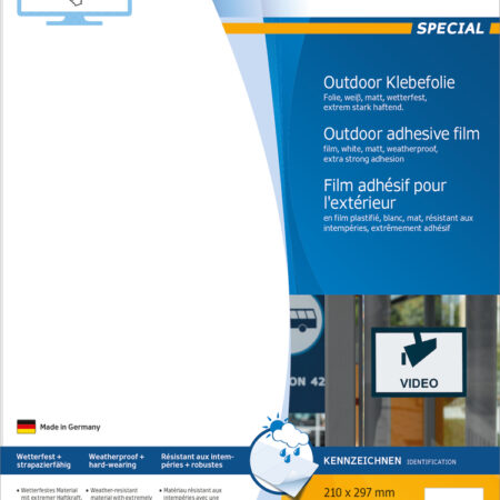 Weatherproof Outdoor Film Labels A4,