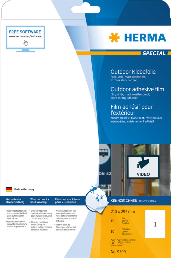 Weatherproof Outdoor Film Labels A4,