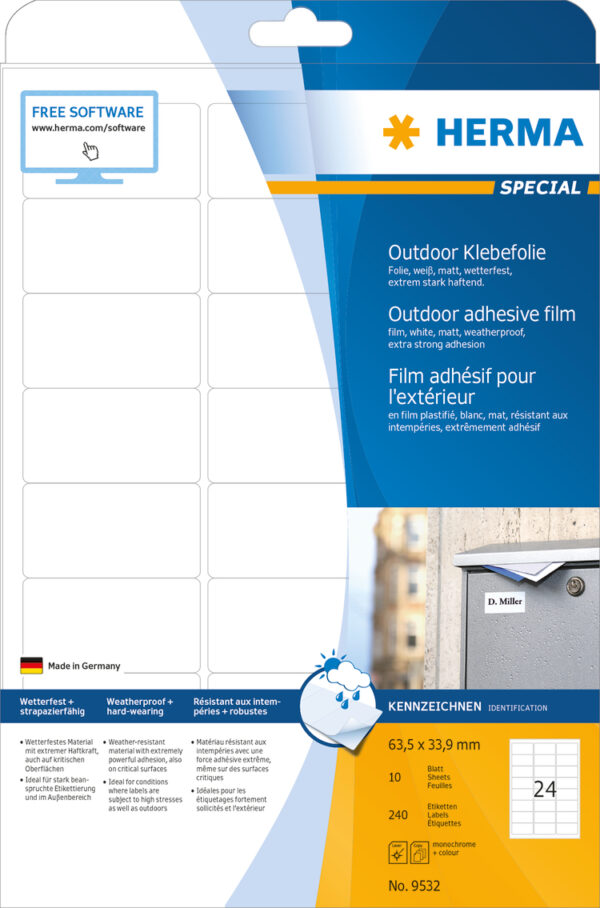 Weatherproof Outdoor Film Labels A4,