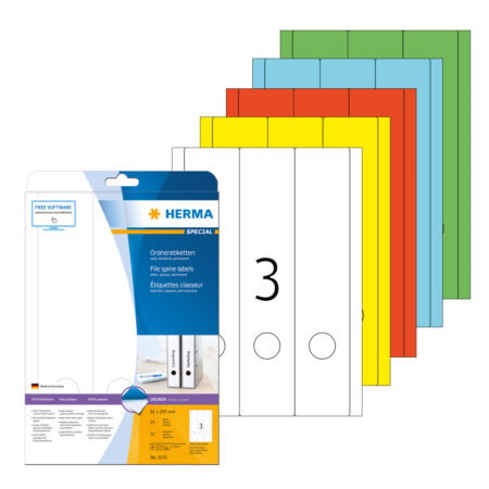 File Labels A4, 61 x 297mm, Red, Opaque, for Narrow Files (Long)