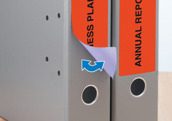 Removable File Spine Labels A4, 192 x 61mm, Red, Opaque, for Wide Files (Short) - Image 3