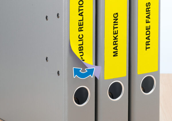 Removable File Spine Labels A4, 192 x 38mm, Yellow, Opaque, for Narrow Files (Short) - Image 3