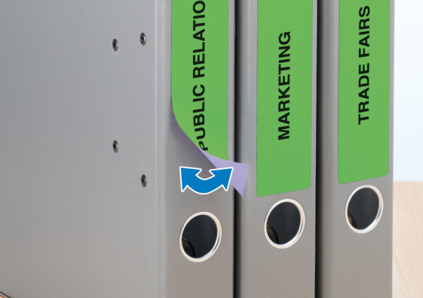 Removable File Spine Labels A4, 192 x 38mm, Green, Opaque, for Narrow Files (Short) - Image 3