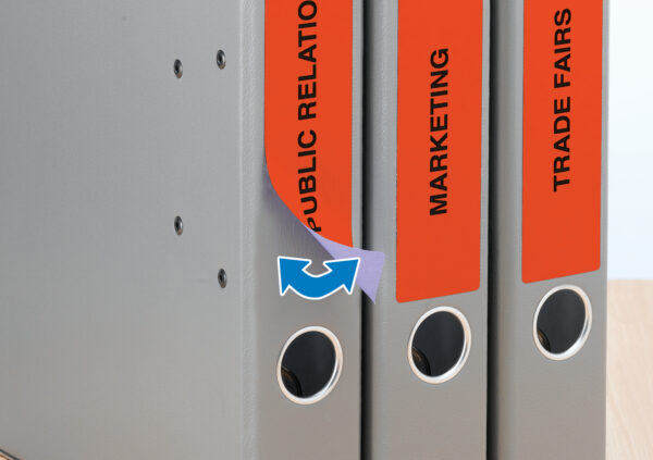 Removable File Spine Labels A4, 192 x 38mm, Red, Opaque, for Narrow Files (Short) - Image 3