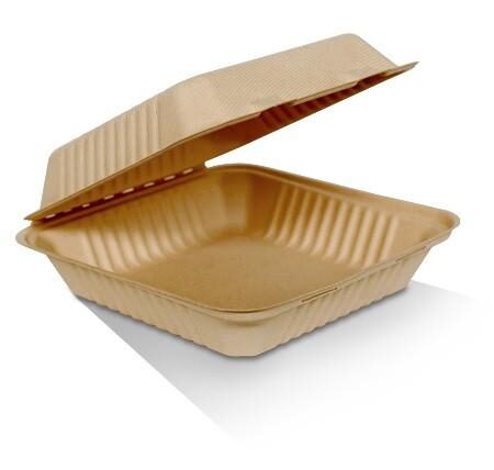 Unbleached Sugarcane Clamshell 9" 200pc/ctn