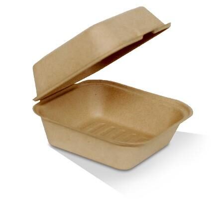 Unbleached Sugarcane Clamshell Hamburger 6'' 400pc/ctn