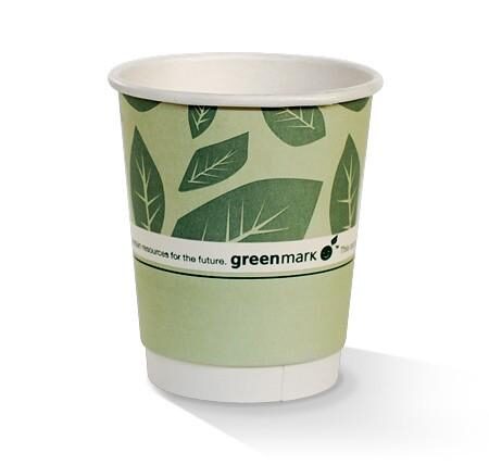8 OZ PLA Coated DW Cup/Green Print