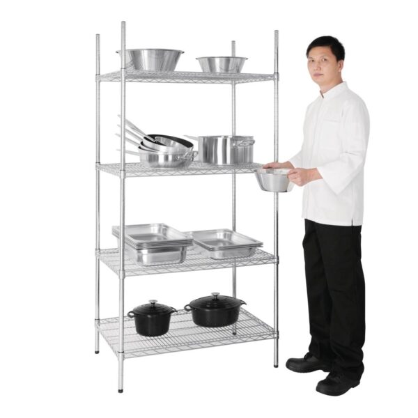 Vogue Flat Pack 4 Shelf Unit St/St - 610 x 910mm - Image 3