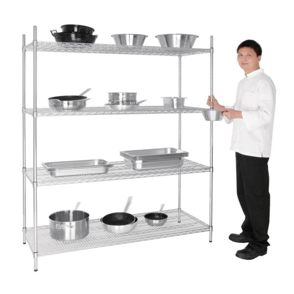 Vogue Flat Pack 4 Shelf Unit St/St - 610x1520mm - Image 3