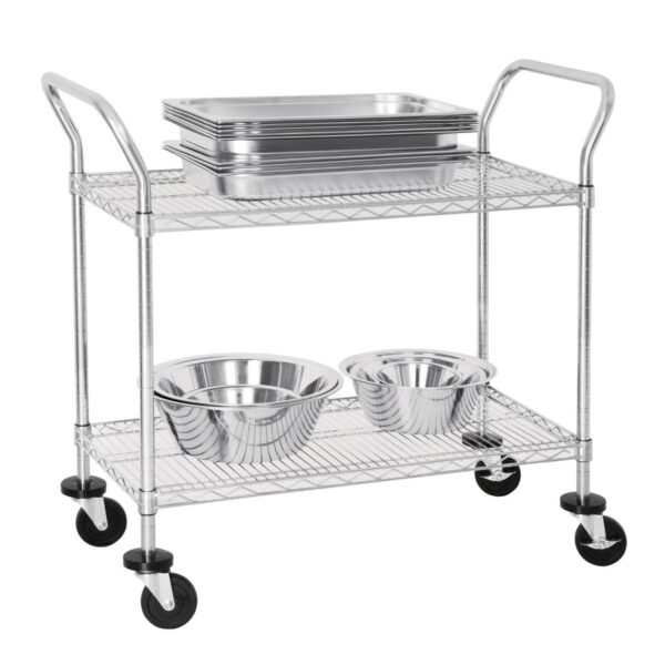 Vogue 2 tier Chrome Wire Trolley - 910x457x960mm - Image 2