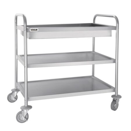 Vogue Deep Tray Clearing Trolley 3 Tier St/St - 940x855x535mm