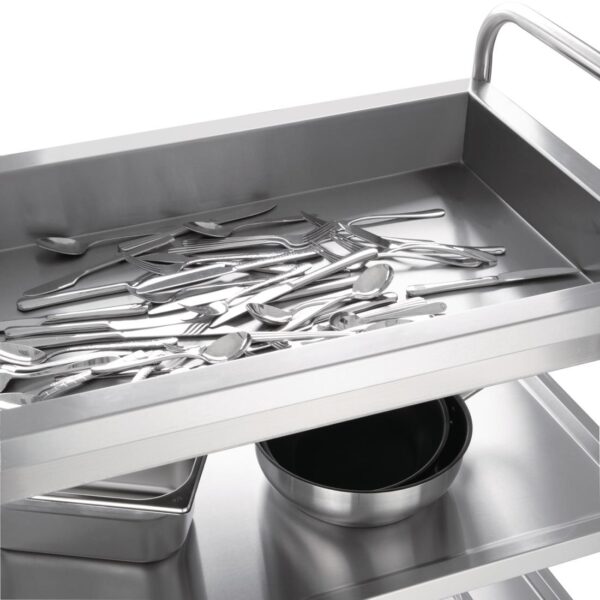Vogue Deep Tray Clearing Trolley 3 Tier St/St - 940x855x535mm - Image 4