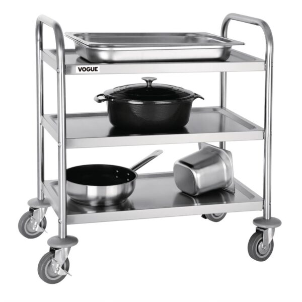 Vogue 3 Tier Flat Pack Trolley St/St - 825x710x405mm - Image 2