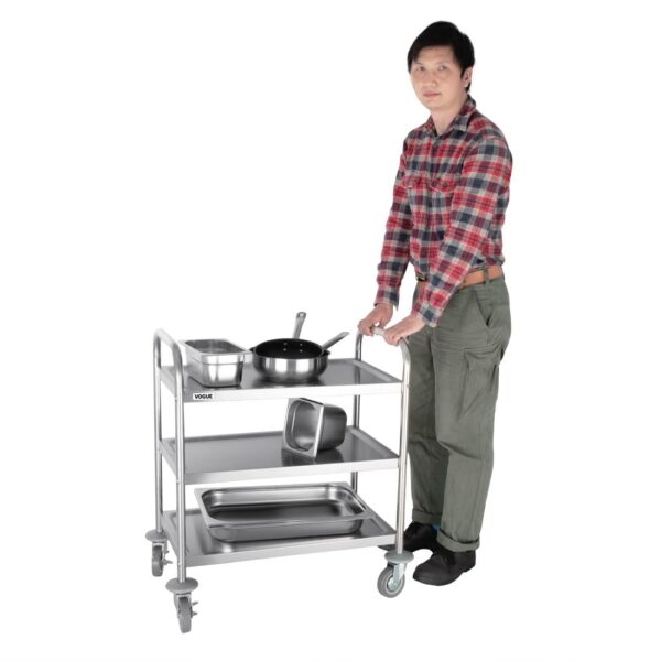 Vogue 3 Tier Flat Pack Trolley St/St - 825x710x405mm - Image 3