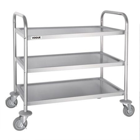 Vogue 3 Tier Flat Pack Trolley St/St - 810x455x855mm