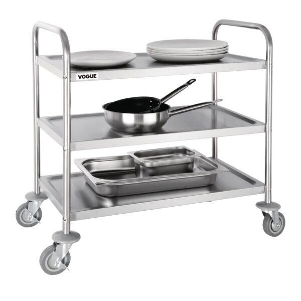 Vogue 3 Tier Flat Pack Trolley St/St - 810x455x855mm - Image 2