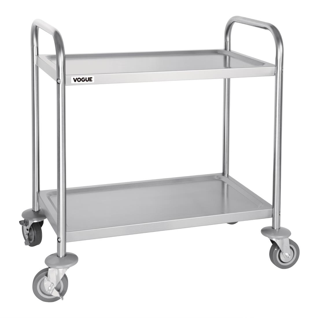 Vogue 2 Tier Flat Pack Trolley St/St - 825H x 710L x 405Wmm